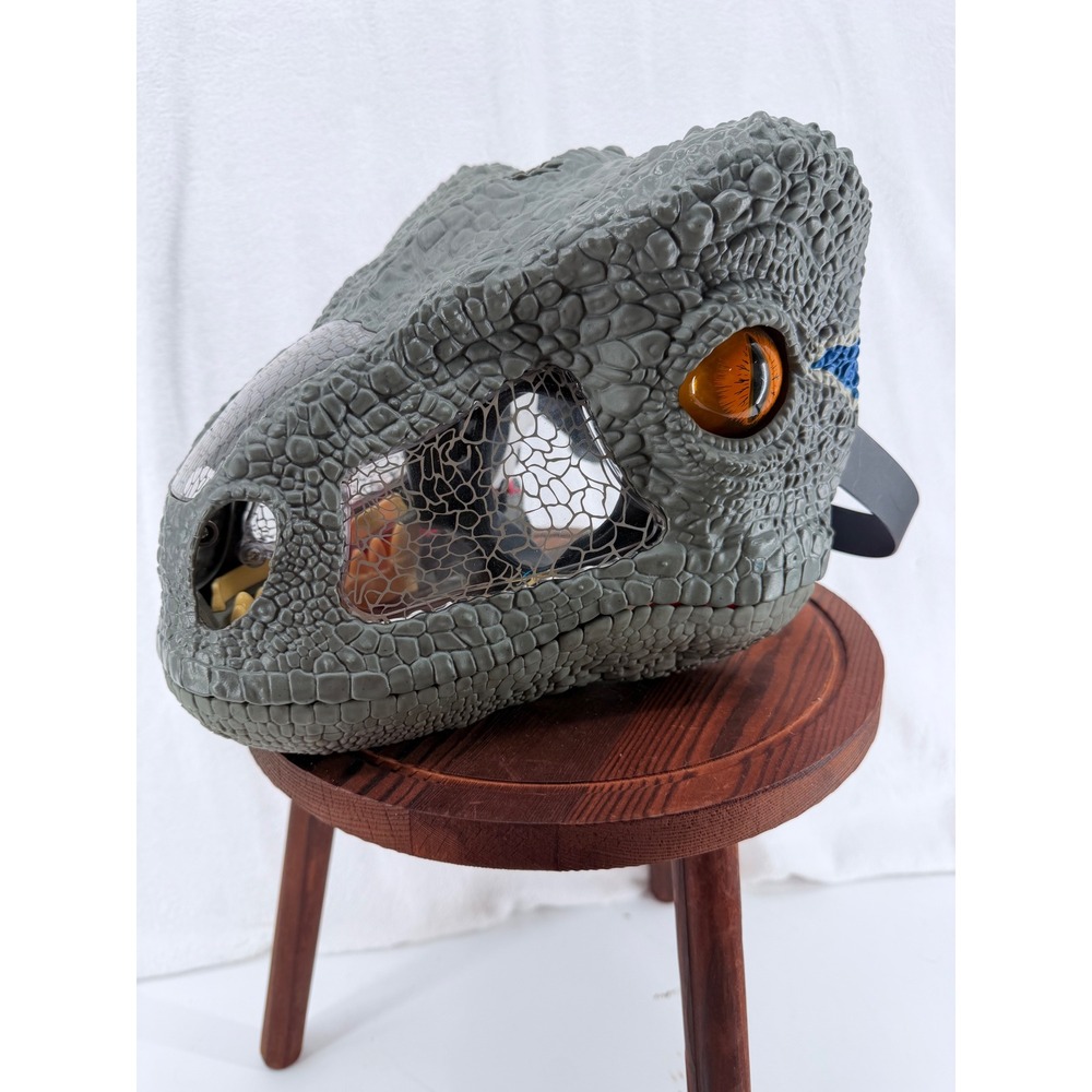 Mattel Jurassic World Velociraptor Blue Chomp n Roar Mask Moving Jaw 2017
